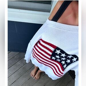 White Sweater with American Flag Design